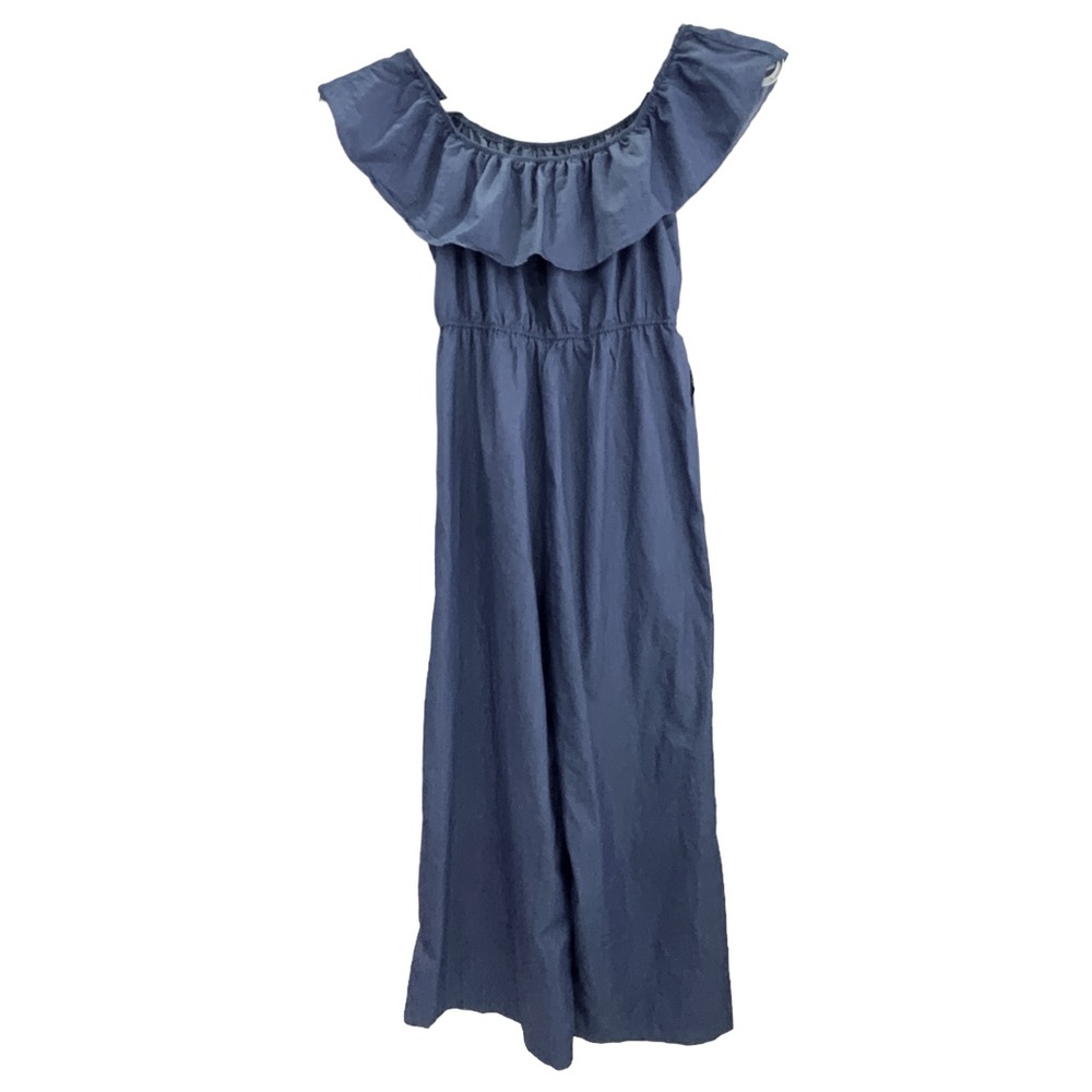 Vonda Off Shoulder Wide Leg Romper Jumpsuit Denim Blue Women’s Plus 3XL - Picture 4 of 15